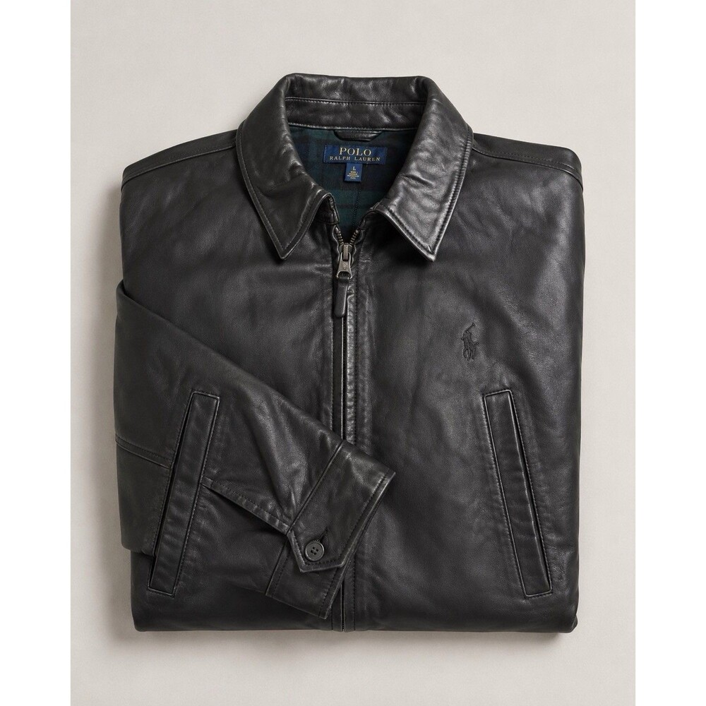 Polo Ralph Lauren Maxwell Lambskin Leather Jacket Black Men’s Large L NWT $698